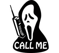 Halloween Scream Mask Call Me Vinyl Decal Sticker for Car/Window/Wall (Balck Matt)