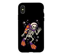 Halloween Scuba Diving Skeleton Diver Skull Bubbles Fins Case for iPhone X/XS