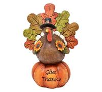 Halloween Sculpture Stand Halloween Pumpkin Ornament Thanksgiving Pumpkin Turkey Decorative Figurine Party Christmas Decoration Resin Ornament Wolf (Yellow, One Size)