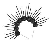 Halloween Season Crown Headband for Women Black Sunburst Costume | Cloth Resin Plastic Build, Comfortable Wear for Stage Cosplay and Parties, Easy Matching