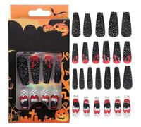 Halloween Season Long False Nails 48pcs Plastic Fake Nail Tip | Ultra-thin Nail Fashion for Professional Salon, Night Club Use, Love Beauty People
