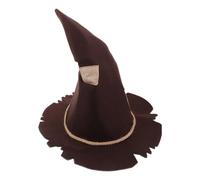 Halloween Season Scarecrow Patch Witch Wizard Hat Brown Non-woven Fabric | Foldable Pointed Headwear for Halloween Party, Vintage Style with Comfortable Breathable Feel, Outdoor Events