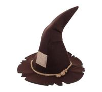 Halloween Season Scarecrow Pointed Wizard Hat Non Woven Fabric Brown | Vintage Witch Cosplay Accessory, Lightweight Foldable Comfort, for Annual Celebrations and Outdoor Events