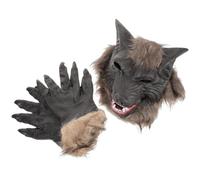 Halloween Season Wolf Head Shape Mask Latex Werewolf Gloves Halloween | Cosplay Halloween, Costume Party Props, Dark and Grey Style, Men Unisex, Easy to Carry