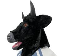 Halloween secret room haunted house cosplay movable mouth black bull mask(Bull head)