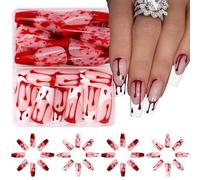 Halloween Self-Adhesive Art 48pcs, Horror Blood Drip Patterns, No-Glue ABS Stickers for Women ’ s Party Selfs Adhesive Halloween Nails Art