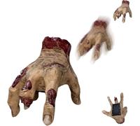 Halloween Self-Walking and Sounding Hands - Touch & Sound Activated with Spooky Music, Scary Realistic Halloween Zombie Crawling Hands Horror Prop for Haunted House, Horror Party Decor, Yard Lawn (1)