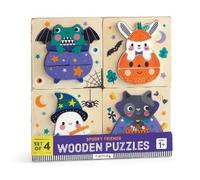 Mudpuppy Wooden Puzzle Set – Halloween – 4 x 4-Piece Colorful Puzzles with Adorable Characters