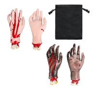 Halloween Severed Hands Broken Body Part Realistic Scary Bloodied Hands Fake Human Dead Body Part Terror Haunted House Decor Halloween Prank Trick Prop Horror Skeleton Hands Halloween Party Decor