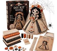 Halloween Sewing Craft Kit, Felt Gothic Doll, Skeleton Set