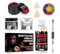 Halloween SFX Makeup Kit, Liquid Latex SFX Makeup, Special Effects Makeup Kit, Liquid Latex, Silicone Modeling Compound, Zombie Makeup Kit for Zombie Monster Vampire, Create Realistic Wounds