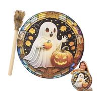 Halloween Shamanic Drum,Hand Drum Shaman Drum - Sound Healer Shamanic Drums, 10 Inch Spiritual Instrument Halloween Drum, Pumpkin Ghost Halloween Decorations