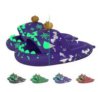 Halloween Shark Slides, 3D Spooky Glow in the Dark Slippers for Adults, Non-Slip Costume Party Shoes (Purple, Adult, Women, 3, Numeric Range, UK Footwear Size System, 3.5, Medium)