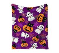 Halloween Sherpa Blankets Spooky Ghost Bat Spider Web Blanket Cozy Fleece Blankets for Couch Sofa Bed Lounging Halloween Decorations Outdoor Graduation Gifts