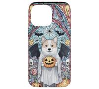 Halloween Shiba Inu Dog Ghost Holding Pumpkin Art Case for iPhone 14 Pro Max