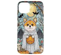 Halloween Shiba Inu Dog Ghost Holding Pumpkin Art Case for iPhone 15 Plus