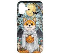Halloween Shiba Inu Dog Ghost Holding Pumpkin Art Case for iPhone 16 Plus