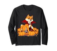 Halloween Shiba Inu in Vampire Cape with Pumpkins Long Sleeve T-Shirt