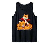 Halloween Shiba Inu in Vampire Cape with Pumpkins Tank Top