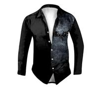 Halloween Shirt Men's Long Sleeve Funny Long Sleeve Shirt Men's Button Down Elegant Shirts with Skull Flowers Print Comfortable Regular Fit Shirt Jacket Casual Shirt Hawaiian Shirt Festival Party