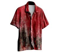Halloween Shirt Men's Short Sleeve Funny Short Sleeve Shirt Men's Lapel, Button Down Shirts with Ghost Print Loose Casual Shirt Jacket Soft Comfortable Shirt Jacket Festival Party Shirt for Men