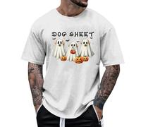 Halloween Shirts for Men Fun Pumpkins Skull Casual Cotton Crewneck Short Sleeve T-Shirts Classic Basic Spooky Season Ghost Tee Tops Horror Themed Gifts Men's Scary Halloween Costumes (White, M)
