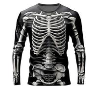 Halloween Shirts for Men Funny Skeleton Printed Sweatshirts Fashion Casual Men's T-shirts Crew Neck Long Sleeve Shirt Sports Gym Tops Slim Fit Mens Top (Black-B, XL)