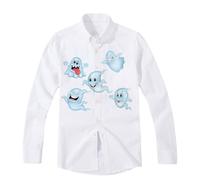 Halloween Shirts for Men Ghost Holding A Jack-O-Lantern Shirt Pumpkins Costumes T-Shirts Long Sleeve Button Down Tops Disfraces De Halloween para Hombres Terror(Blue, XL)
