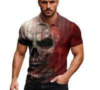 Halloween Shirts for Men I'm Fine Bloody Shirt Blood Splatter Print Casual Short Sleeve T-Shirt Regular Fit Cotton Tee Crew Neck Top Horror Gifts Adult Costumes for Halloween (10-Red, XXXXXXL)