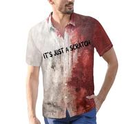 Halloween Shirts for Men I'm Ok Bloody Print Costumes Funky Horror Blood Shirt Tops Short Sleeve Button Down T-Shirts Disfraces De Hombre para Halloween(Red3, M)