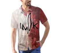 Halloween Shirts for Men I'm Ok Bloody Print Costumes Funky Horror Blood Shirt Tops Short Sleeve Button Down T-Shirts Traje para Halloween para Hombre(Red1, XXXXL)