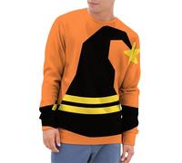 Halloween Shirts for Men Jack-O-Lantern Sweatshirts Pumpkin Print Shirt 2025 Fall Long Sleeve Crewneck Pullover Tops(Z22-Orange, L)