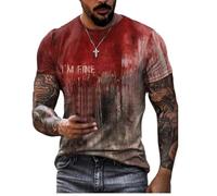 Halloween Shirts for Men, Men Problem Solved T-Shirt Mens Bloody T Shirt Blood Splatter Stained Short Sleeve Top Mens Casual Round Neck Pattern Tops Shirt Bloody Printed Tops Red