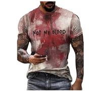 Halloween Shirts for Men, Men Problem Solved T-Shirt Mens Bloody T Shirt Blood Splatter Stained Short Sleeve Top Mens Casual Round Neck Pattern Tops Shirt Bloody Printed Tops Pink