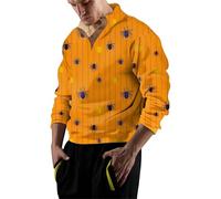 Halloween Shirts for Men Scary Ghost Pumpkin Long Sleeve Shirt Coffee Lover Graphic Tees Fall Spooky Pullover Tops Classic Jumpers Horror Themed Gifts Halloween Costumes for Teen (Yellow, S)