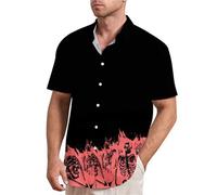 Halloween Shirts for Men Short Sleeve Button Down T-Shirt Costumes 2025 Shirt Casual Tops Holiday Spooky Theme Party Los Mejores Disfraces De Halloween(Pink, XL)
