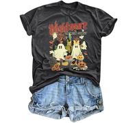 Halloween Shirts for Women Magical Halloween Shirt Cute Ghost Graphic Tees Spooky Season Casual Short Sleeve Fall Tops, Grey03, L