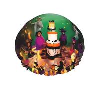 Halloween shower cap with double layer, hold your hair well whether it is showering or bathing.