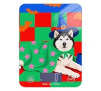 Halloween Siberian Husky Dog Green Red Baking food scale for diet 11lb/0.18oz, 5kg/5g digital cooking scale with 4 unit for Meal Prep Spices weight loss (Batteries not Included)