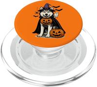 Halloween Siberian Husky dog, Witch's hat, with Blue Eyes PopSockets PopGrip for MagSafe