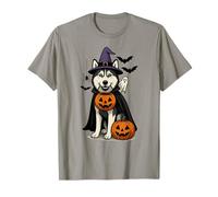 Halloween Siberian Husky Dog, Witch's hat, with Blue Eyes T-Shirt