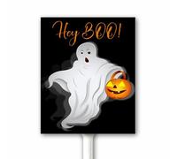 Halloween Sign Hey Boo Yard Sign With Stake Funny Halloween Night Party Decor 31th October Boo Yall Aluminum Sign Rustic Fall Decoration 18x22 CM
