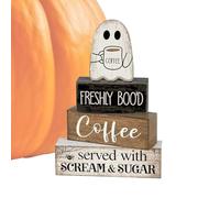 Halloween Signs, Farmhouse Ghost Tabletop Centerpiece, Indoor Display Centerpiece Decorative for Farmhouse Kitchen Coffee Bar Home Party Seasonal