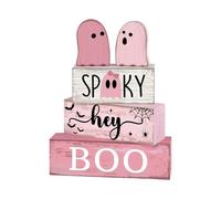 Halloween Signs, Ghost Table Decorations, Indoor Centerpiece Accent, Rustic Farmhouse Display Wood Cutouts for Kitchen, Coffee Bar, Home Party, 5.91x1.54x7.48 Inches
