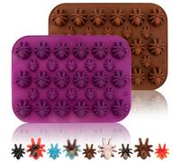Halloween Silicone Chocolate Molds 2PCS Spider Shape Baking Molds for Chocolate Jelly Soap Fondant Candy Candles Pastry Gummies Cake Decorating 28 cavities,Mediumes-Small Size,Purple,Brown