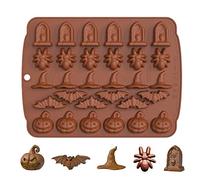Halloween Silicone Mold,1 Pack 30-Cavity Halloween Chocolate Mold Candy Mould Pumpkin Bat Spider Hat Tombstone Shape Mold for Chocolate,Candy,Jelly DIY