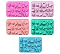 Halloween Silicone Mold,5 PCS 18 Cavity 3D Skull Pumpkin Witch Hat Mold for Chocolate Gummy Cream Jelly Cheese Candy Bars