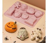 Halloween Silicone Mold for Chocolate, 8 Cavity Funny Horror Theme Baking Mold for Cake Dessert Candy Mousse Pastry Handmade Soap Crayons Cupcake Topper