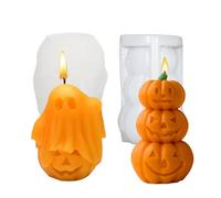 Halloween Silicone Mold,Ompinda 3D Stackable Pumpkin Silicone Candle Mold and Ghost Candle Mold for DIY Creative Making Ornament,Candle & Soap Making, Home Craft Decoratio