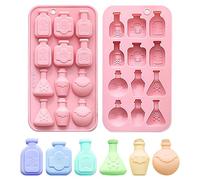 Halloween Silicone Molds, 12 Cavity Halloween Chocolate Mold, Pink Apothecary Potion Bottle Silicone Halloween Molds for DIY Baking Dessert Candy Jello Handmade Soap Cupcake Topper Cake Decoration